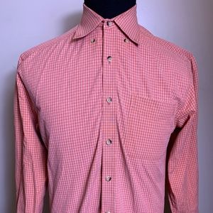 LL Bean Wrinkle Resistant Orange White Button Smal